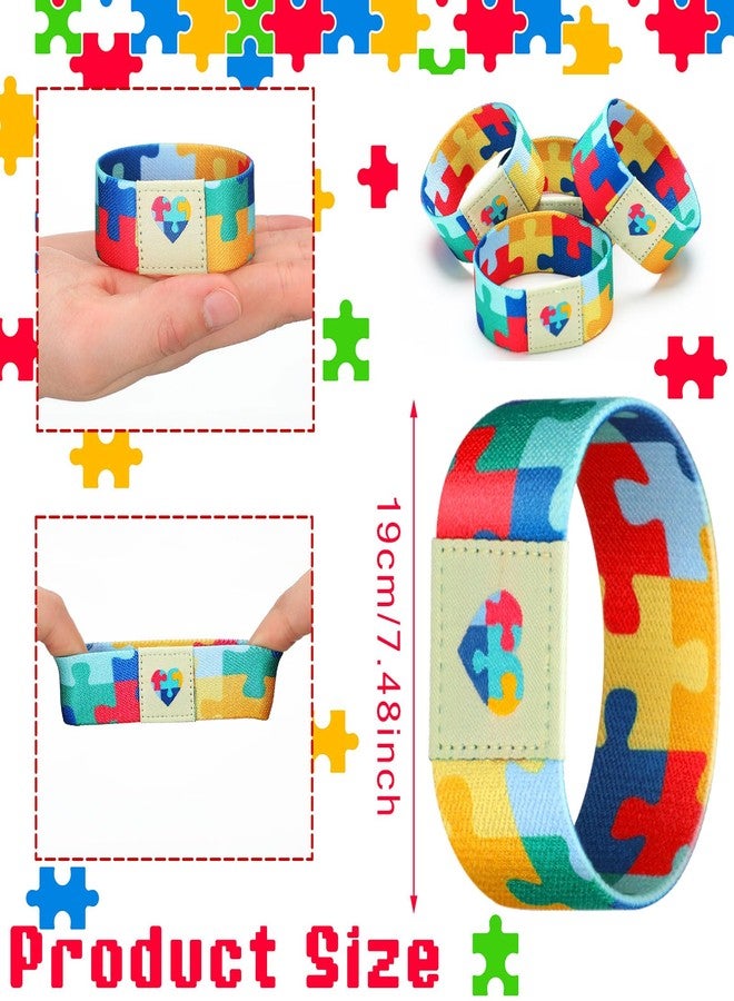 Lingvee 3 Pcs Autism Awareness Bracelet Wristband Elastic Puzzle Autism Jewelry Stretch Bracelet Gift for Women Men Colorful Motivational Jewelry for Adults - Image 2